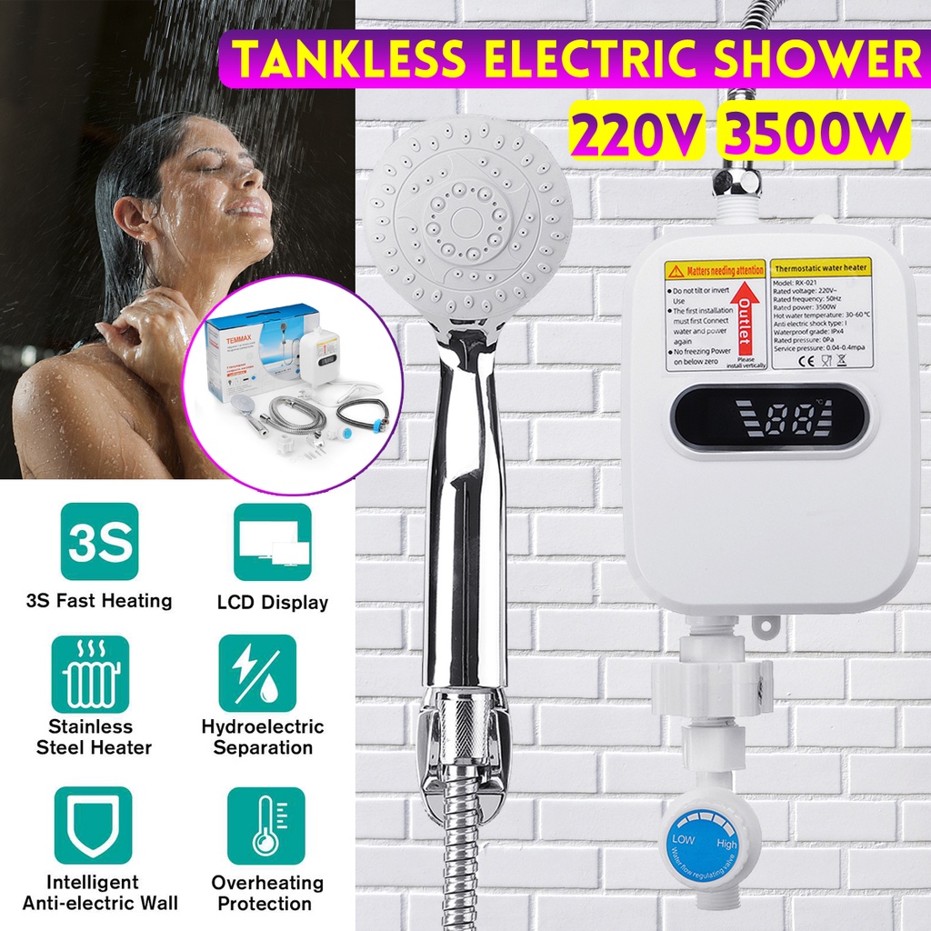 3500W 220V Water Heater Bathroom Kitchen Instant Electric Hot Water