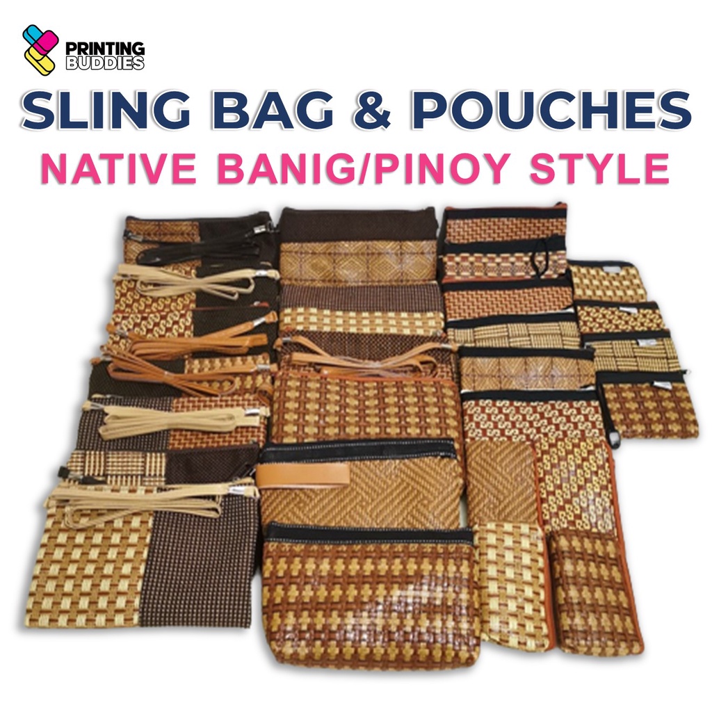 Native Banig / Pinoy Style Sling Bag and Pouches Local Rattan Pouches