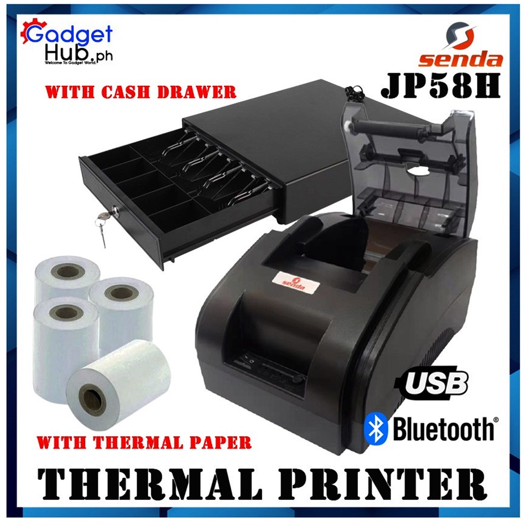 XPRINTER XP58H or SENDA JP58H Thermal Receipt Printer, 58mm*45mm Thermal Paper WITH 4&5 Cash