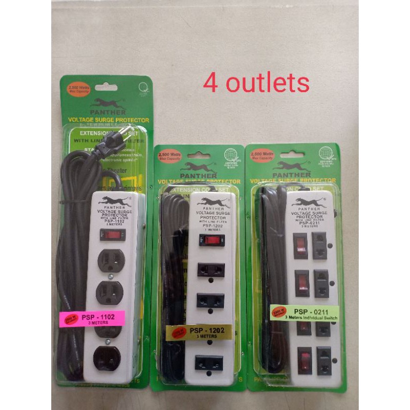 Panther Surge Protector Extension Cord Set (4 outlets) Shopee Philippines