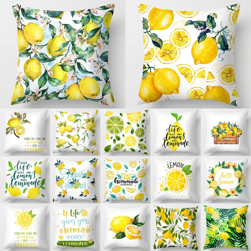 1Pcs Lemon Pattern Summer Decorative Cushions Pillowcase Polyester