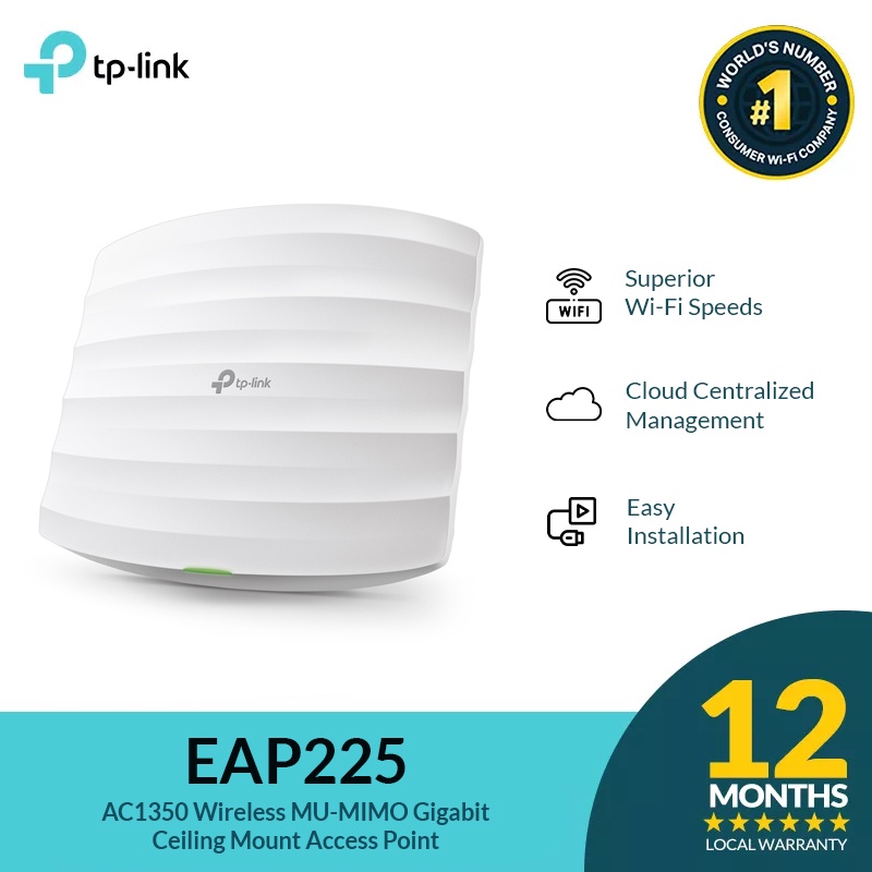 TPLink EAP225 AC1350 Wireless Dual Band Gigabit Ceiling Mount Access Point Shopee Philippines