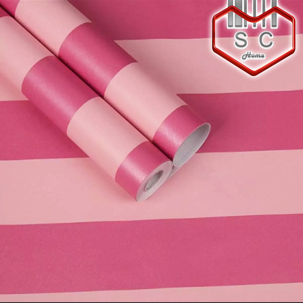 Wall Sticker Pink Stripes Series 45cmX10m High Quality Self Adhesive