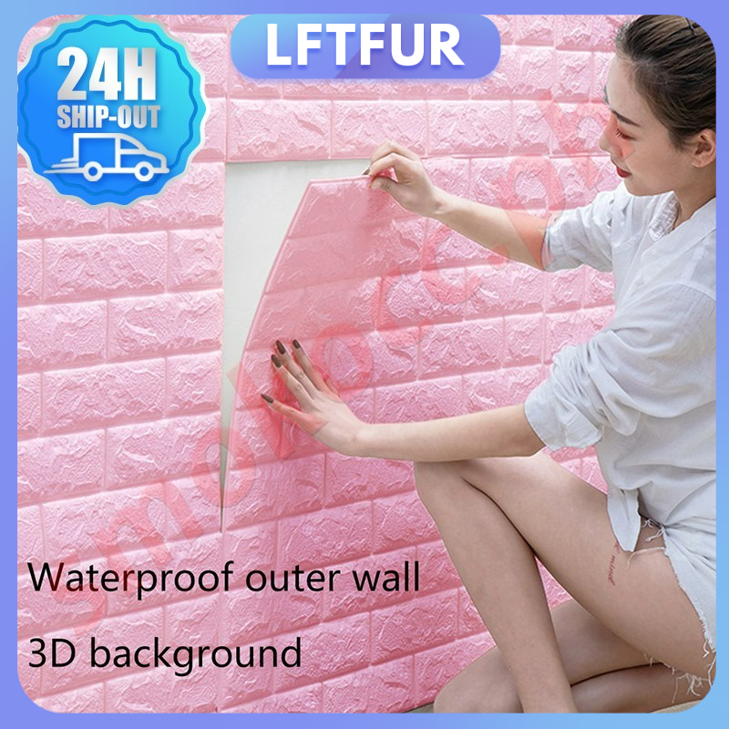 【lftfur.ph】BIG SALE 38x35cm 3D Wallpaper Brick 3D Wall Sticker Foam