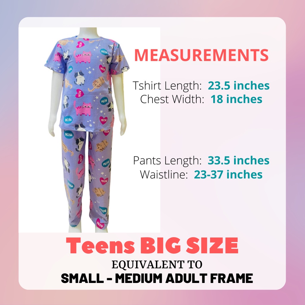 BIG SIZE 13 to 14 years old Teens Terno Pajamas or Adult Small to