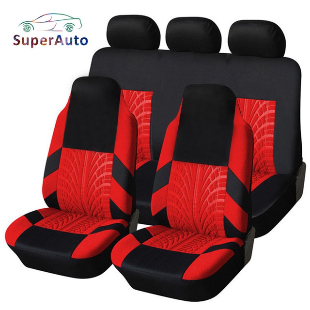 SuperAuto Car Seat Covers Full Set Car Seat Protector Tire Pattern Fit For Toyota Wigo Hyundai