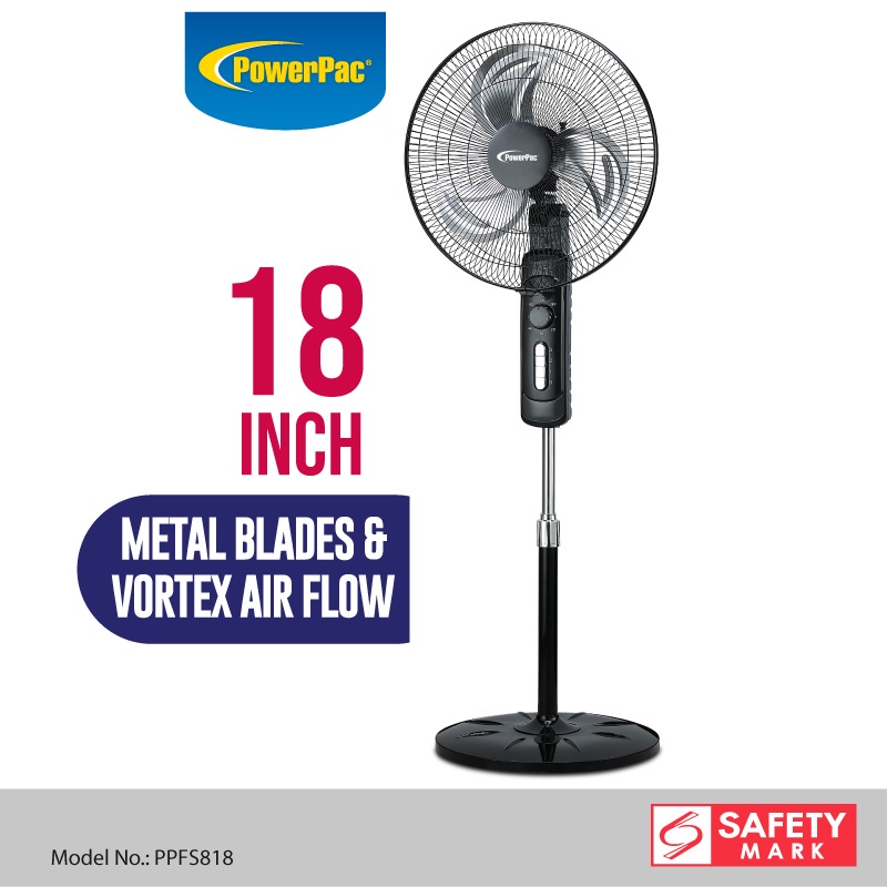 PowerPac Stand Fan, Metal Blade Stand Fan 18 inch (PPFS818) Shopee