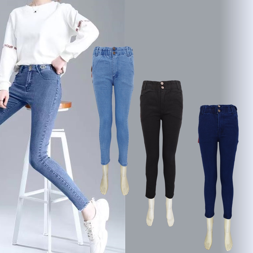 Garterized Jeans for Women Elastic Women's Pants Fashion Ladies Jeans 22501 Shopee Philippines