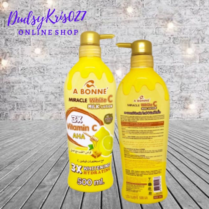 A BONNE MIRACLE WHITE C 3X WHITENING VITAMIN C AHA MILK LOTION 500ML