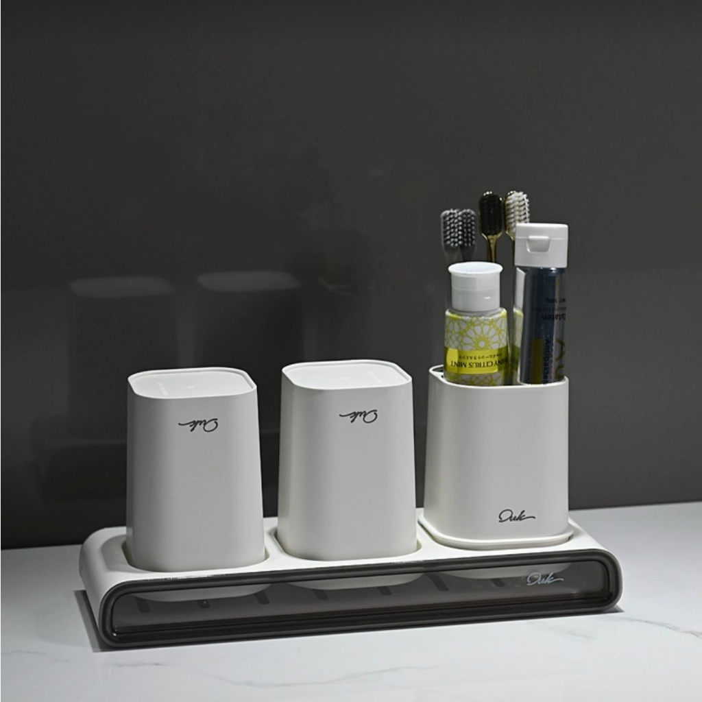Ouyoke Toothbrush Tooth Cup Holder Set Toilet PerforationFree