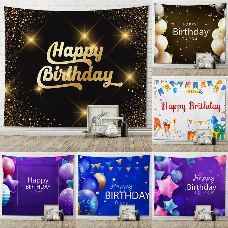 Tapestry Wall Decor Happy Birthday Balloons Hanging On The wall