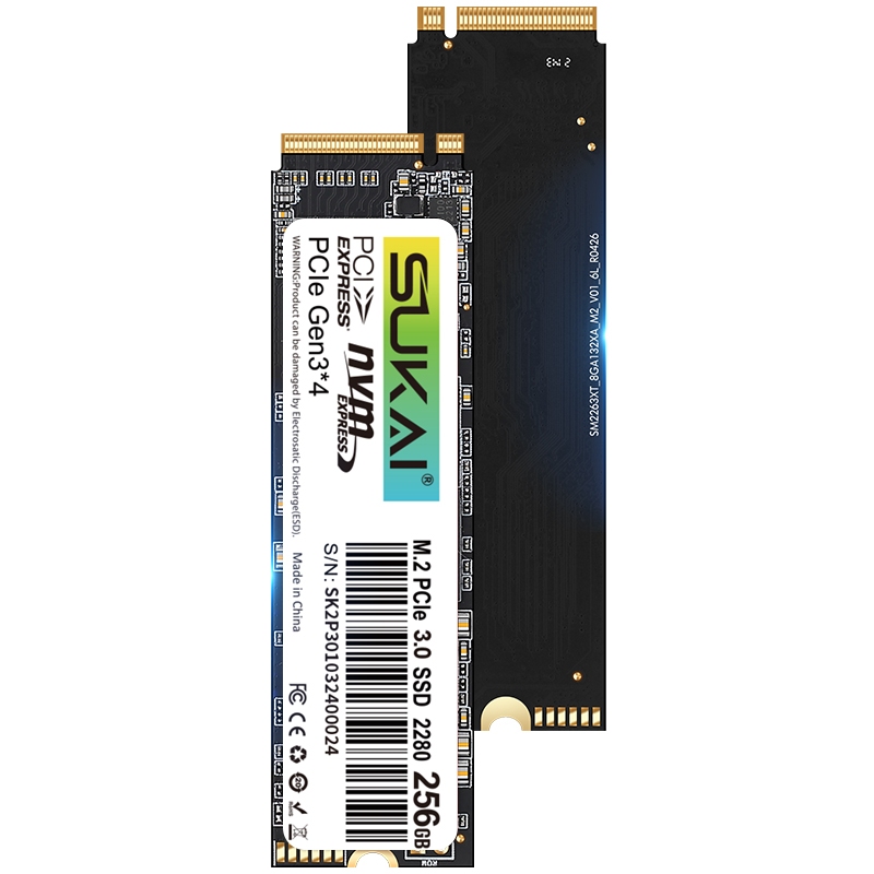 SUKAI SSD NVMe M.2 2280 PCle 3.0x4 Up to 2600MB/s 3D NAND TLC 128/256