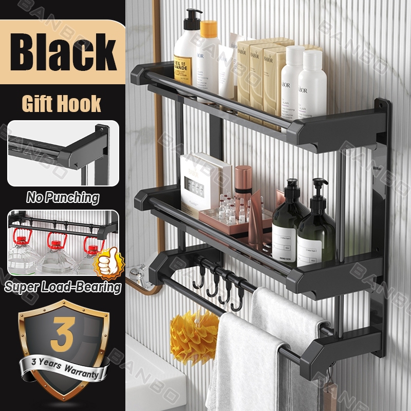 1/2/3 Layer Punchfree Toilet Racks Bathroom Wall Mounts Free