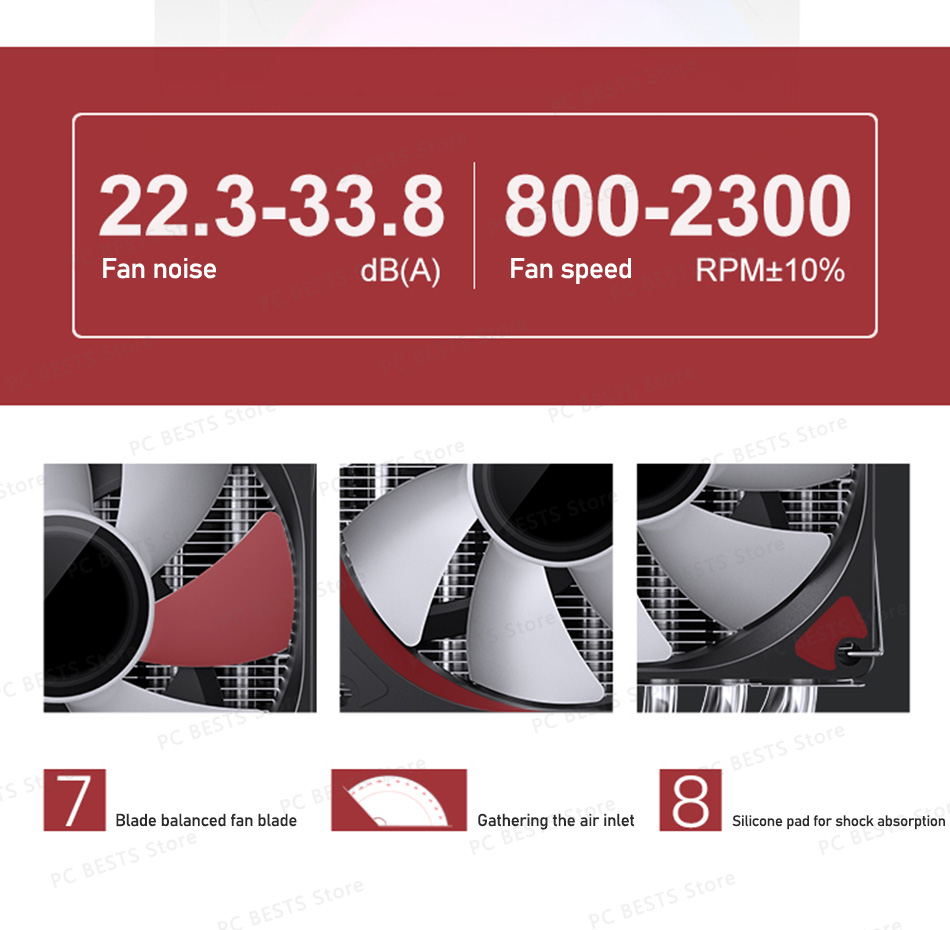 Jonsbo CR1400 DV2 Tower CPU Heat Sink 6 Copper Tube 5V 3Pin CPU Cooler