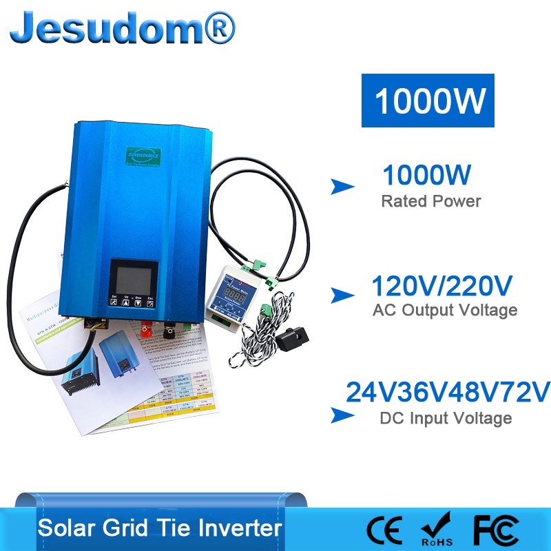 Mppt Solar Grid Tie Inverter 1000w Dc24v 48v 72v 96v Pure Sine Wave