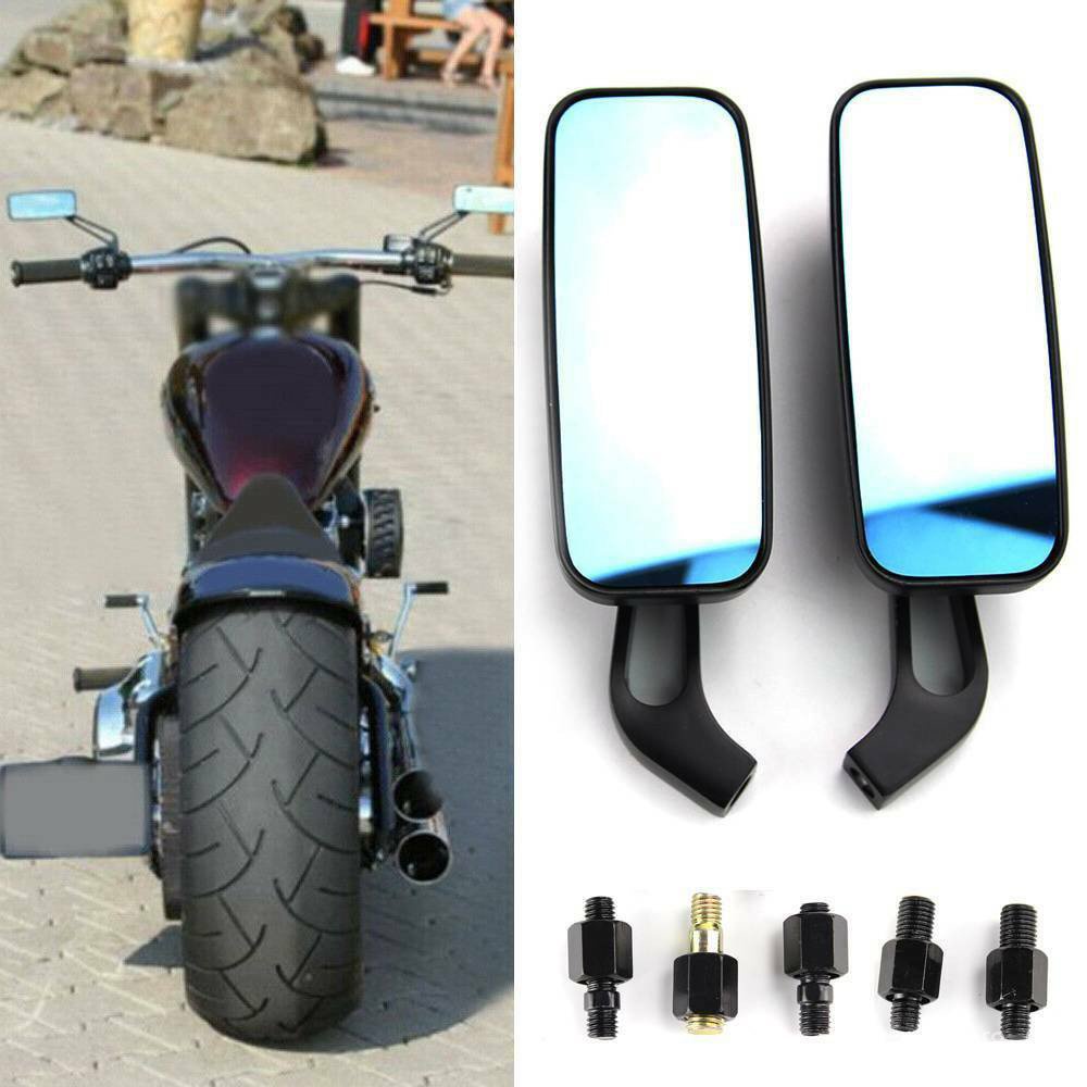 Black Rectangle Motorcycle Mirrors rearview side mirror For Harley