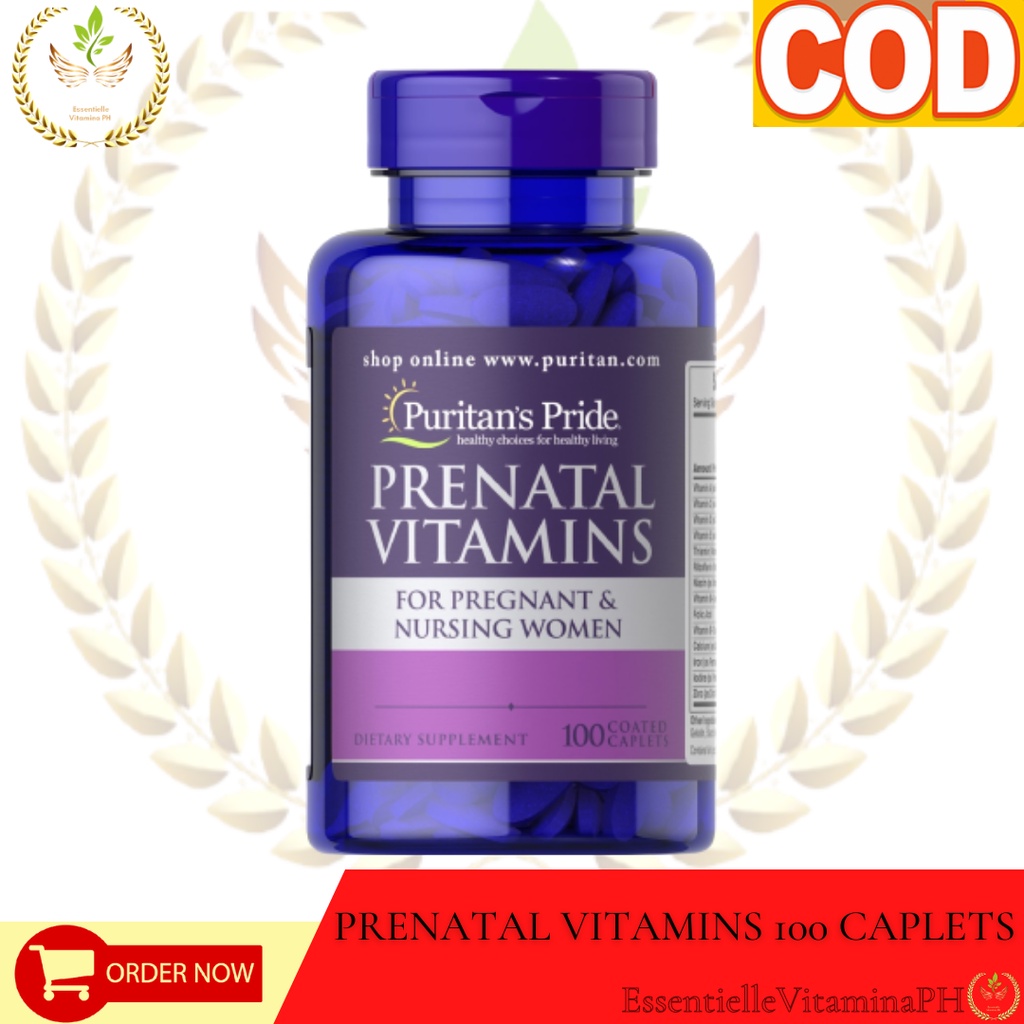 Puritan's Pride Prenatal Vitamins 100 Caplets Pregnancy and Lactation