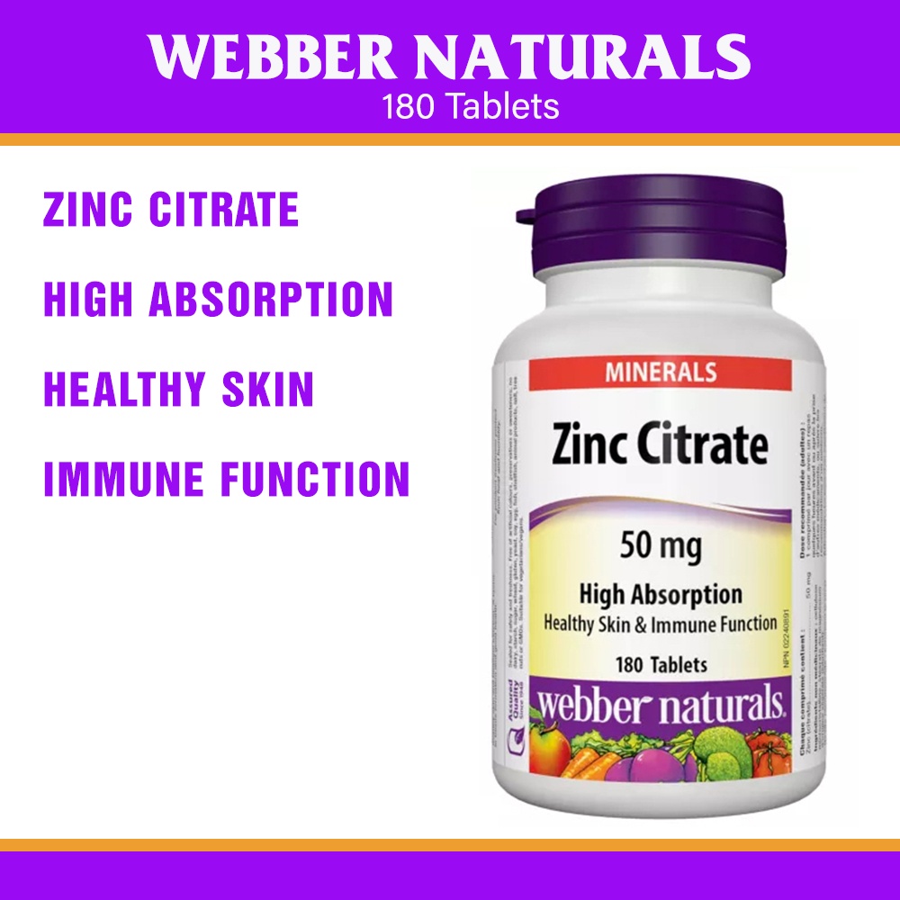 ber Naturals ZINC CITRATE 50 mg 180 Tablets (EXP DEC 2025) Shopee