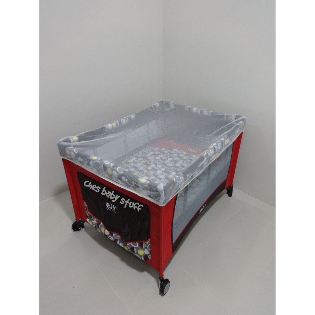 IRDY crib playpen code P508 with middle deck (brown and red) Shopee