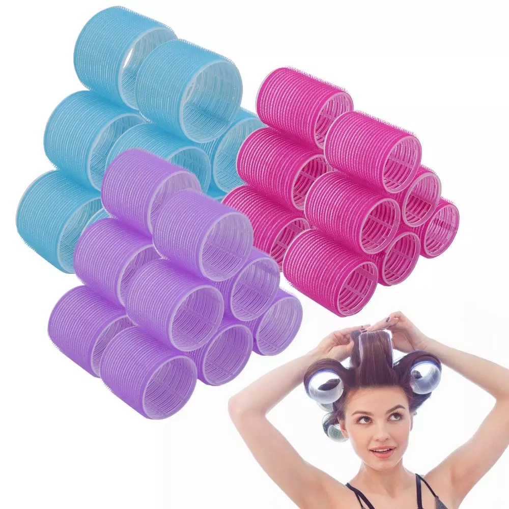 6Pcs/Set Big Self Grip Hair Rollers Cling Hair Curlers Nylon rollers