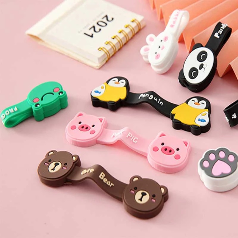 Cartoon Silicone Cable Organizer Clip / Earphone Harness Cable Winder Desktop Wire Cord