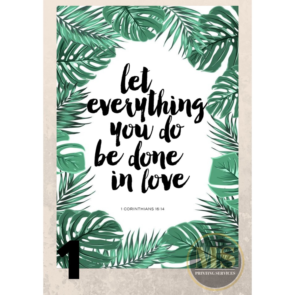 Laminated Home Wall Decor Bible Verse, Quotes 3 (A4 Size) Shopee