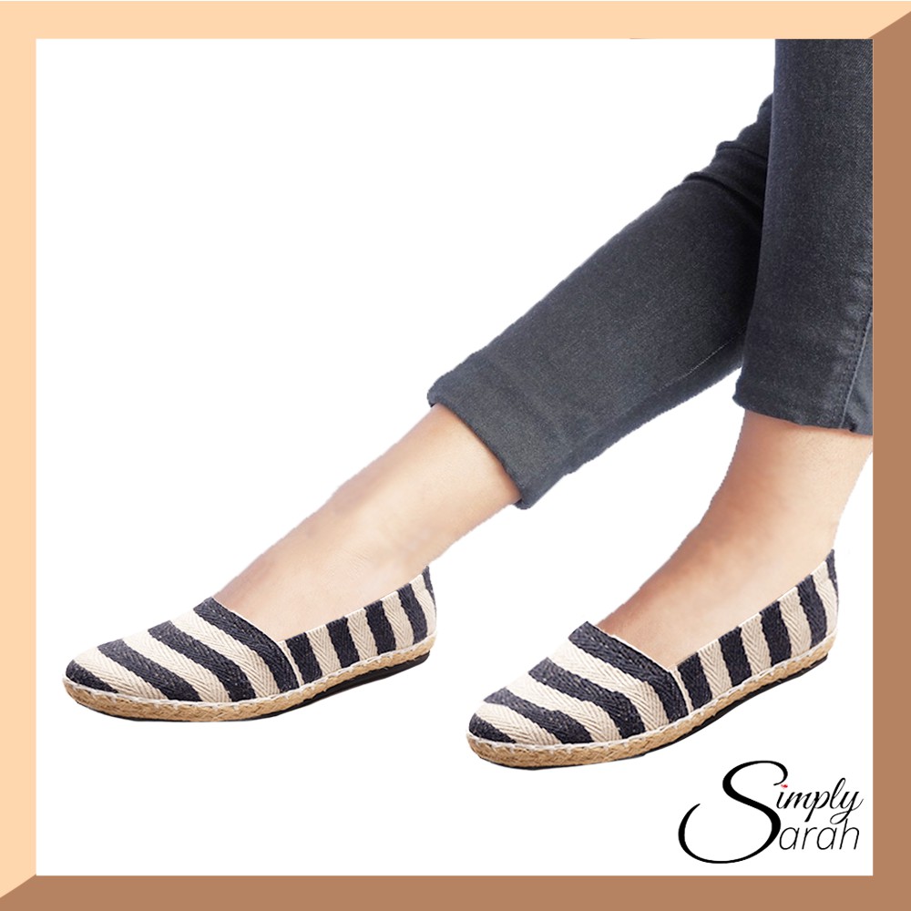 Marikina Made Ladies' Amaya Canvas Stripes Pattern Espadrille Flat