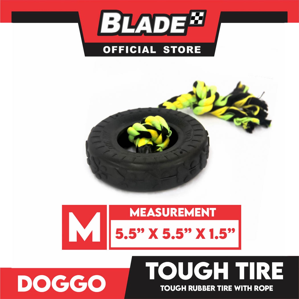 Doggo Dog Toy Tire Rubber with Rope Medium Size (Black) Shopee