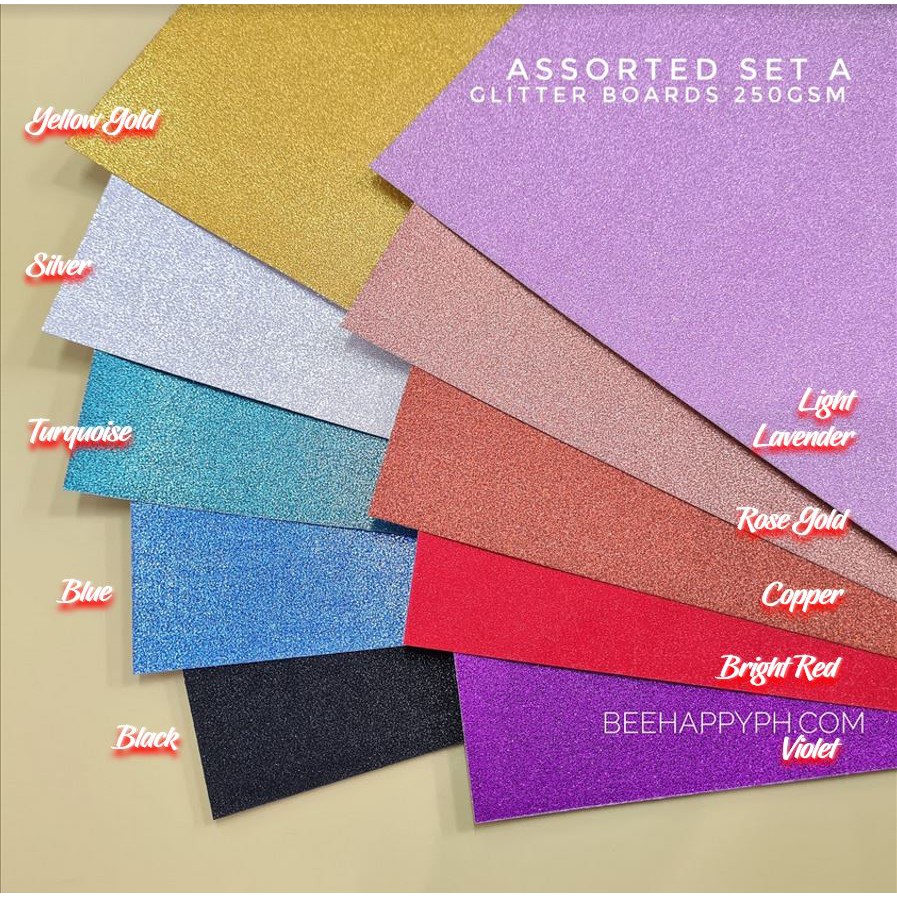 250gsm Glitter Board/Cardstocks Assorted Colors 10 sheets Shopee