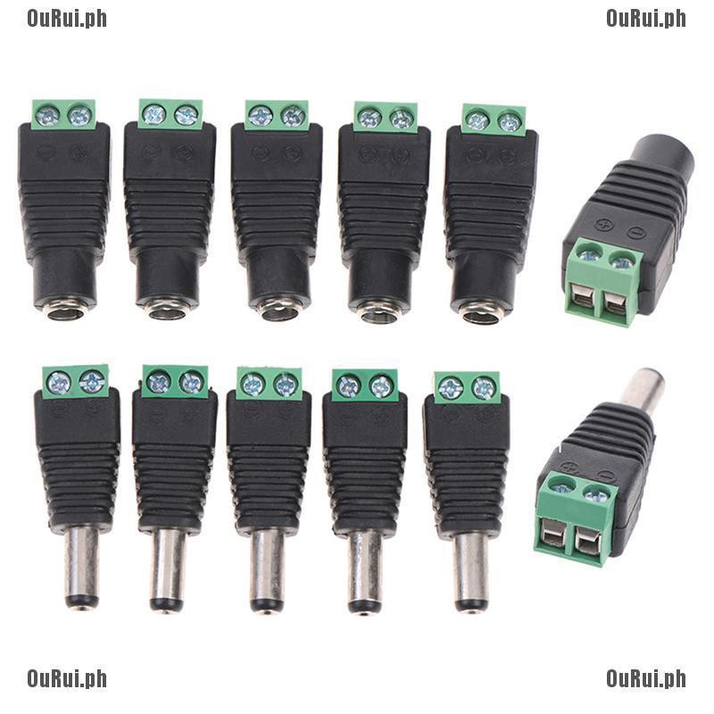 HS 5Pairs 2.1x5.5mm dc power cable jack adapter connector plug cctv
