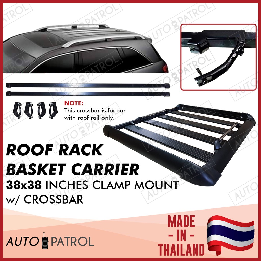 Aerorack Roof Rack Carrier Car Basket 38"x38" Black Clamp Mount with