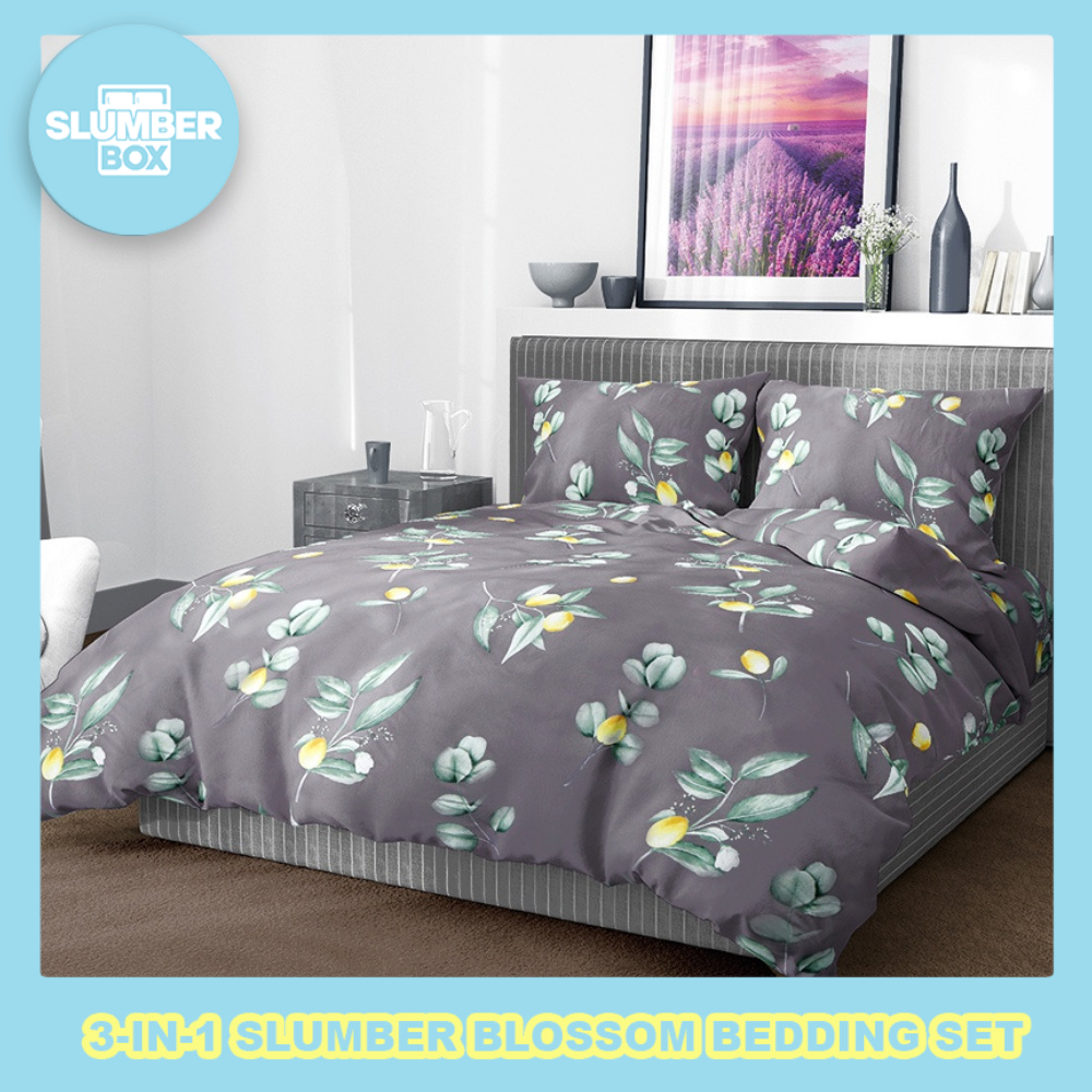 Slumber Box 3in1 Beddings Bed Sheet Home Bedsheet Set (2 Pillowcase + 1