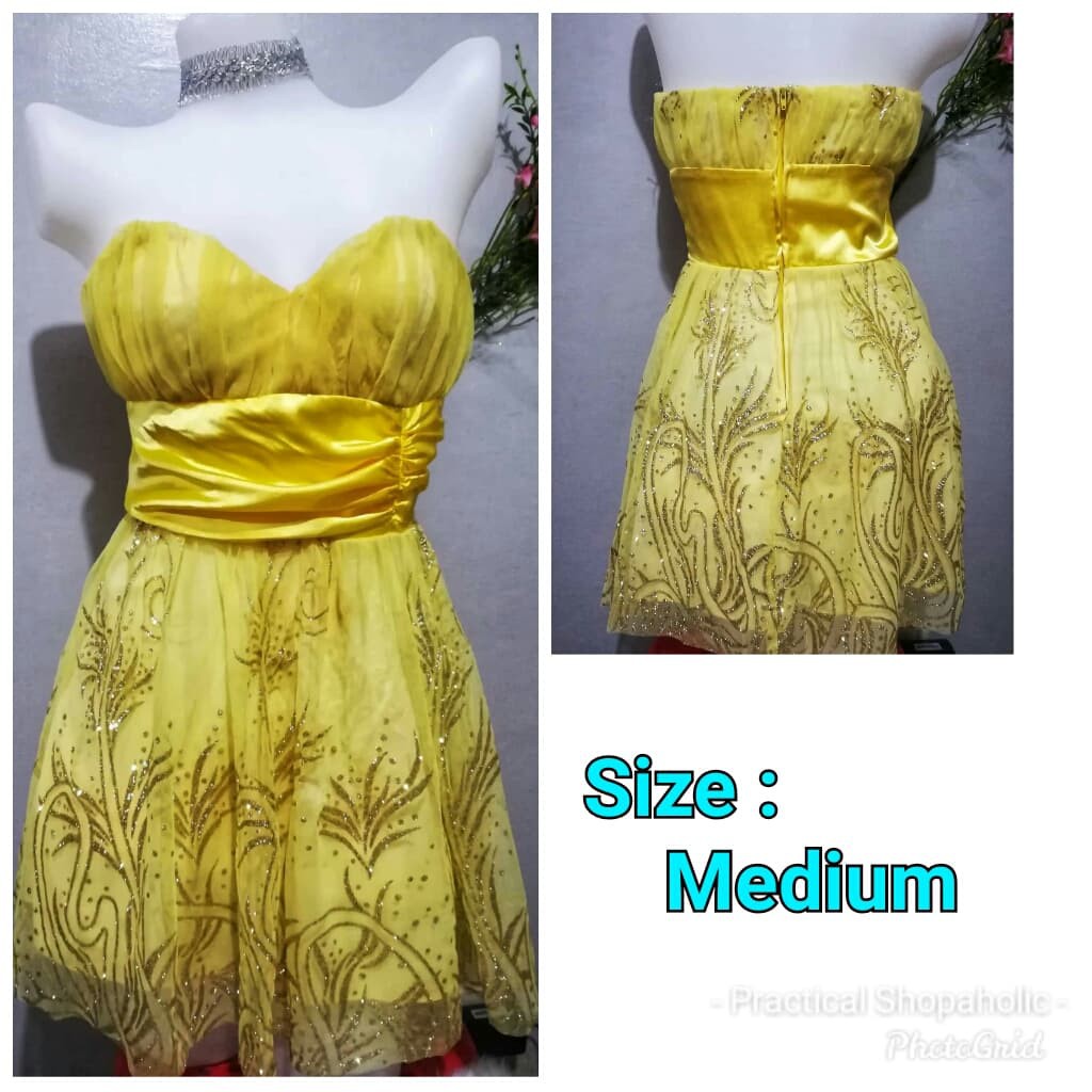 Yellow Cocktail Party Tube Dress Shopee Philippines