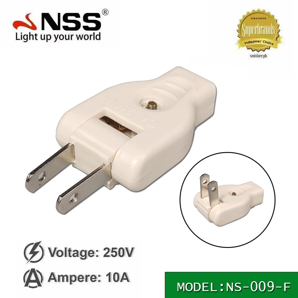 2 FLAT PINS NS009F 10A 250V SWING TYPE ELECTRIC POWER PLUG Shopee