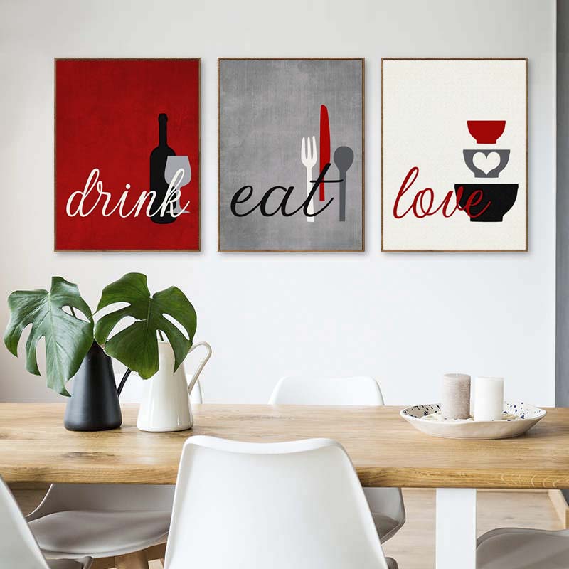 Kitchen Wall Art Canvas Painting Tableware Utensil Poster Print Modern