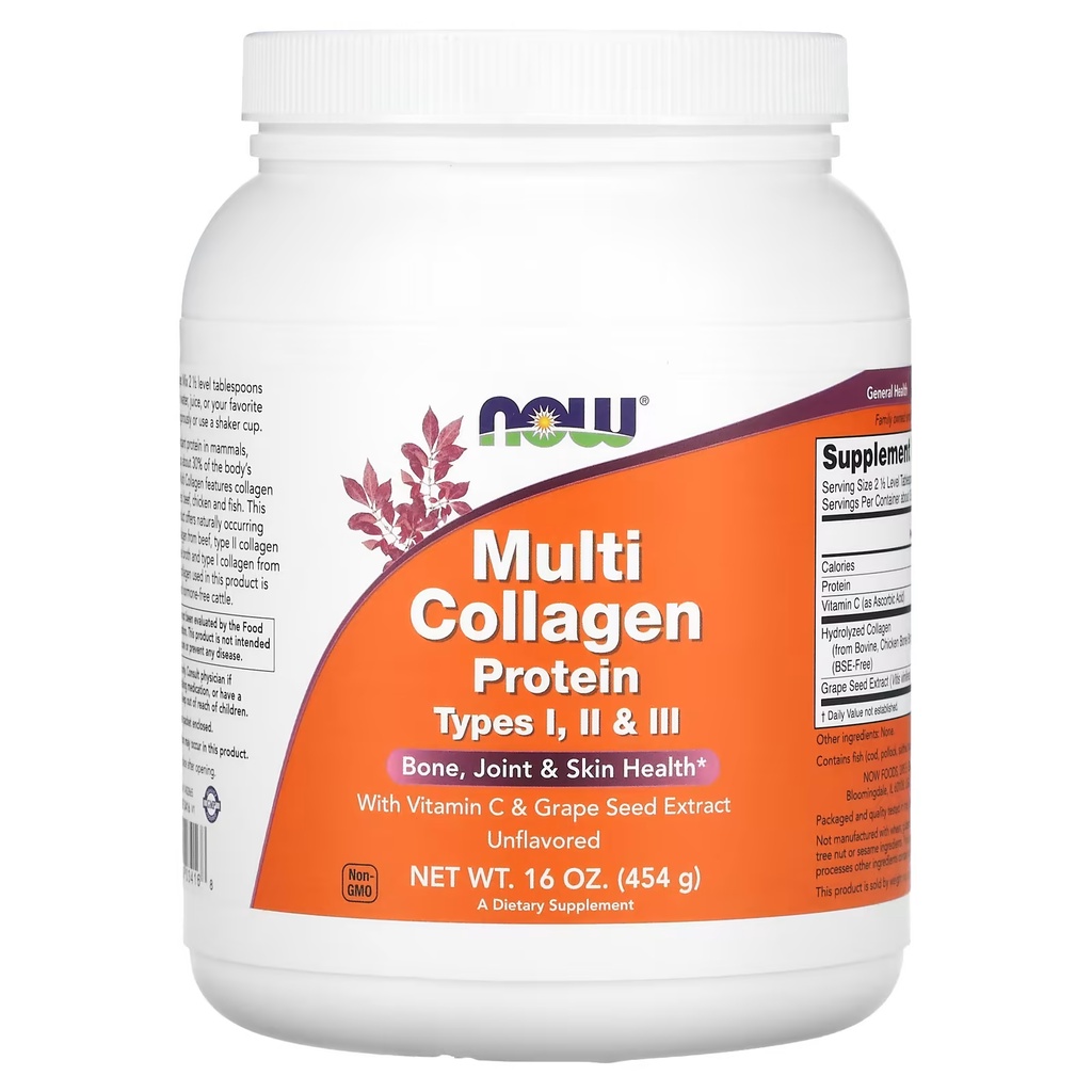NOW Foods, Multi Collagen Protein, Type I, II & III, Unflavored, 16 oz (454 g) Shopee Philippines
