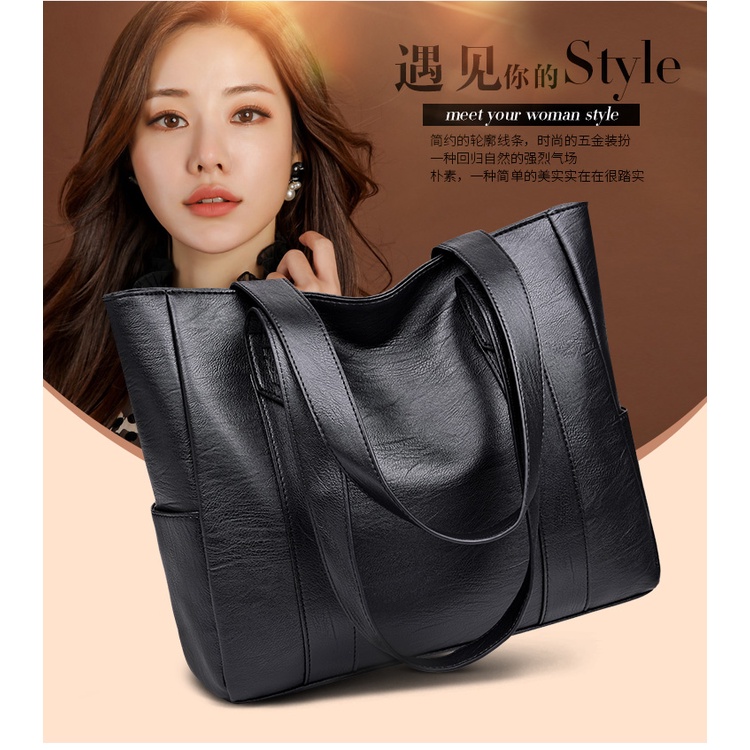 2045 leather texture 2024 new fashionable joker large tote bags