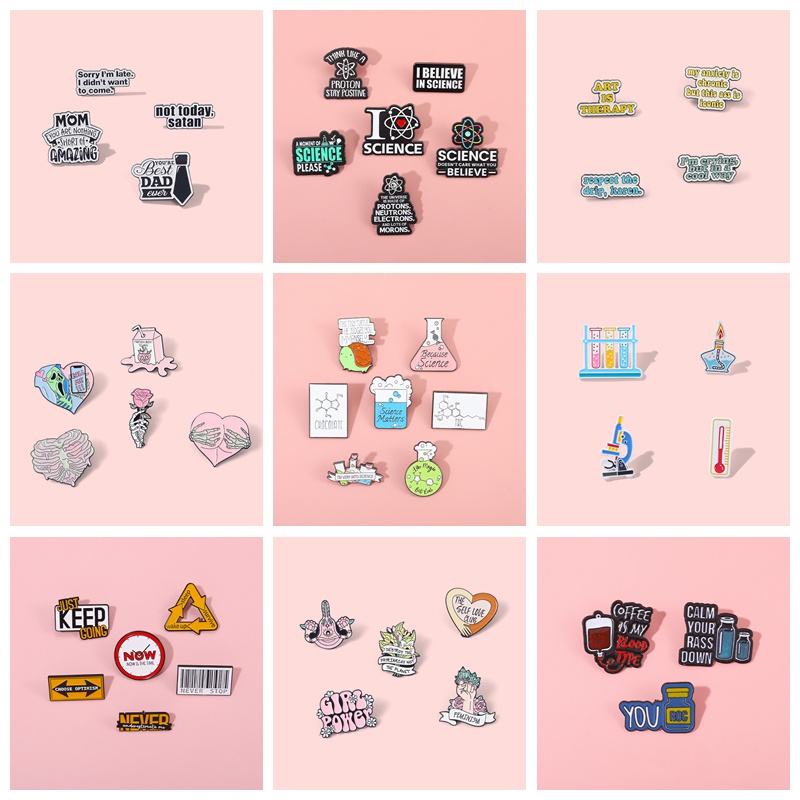 57Pcs/Set Enamel Pins Retro Organ Heart Cute Beaker Medical