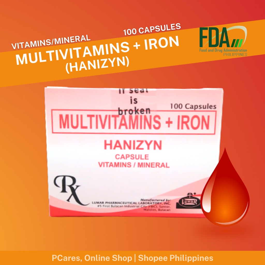 Multivitamins + Iron (Hanizyn) 100 Capsules Shopee Philippines