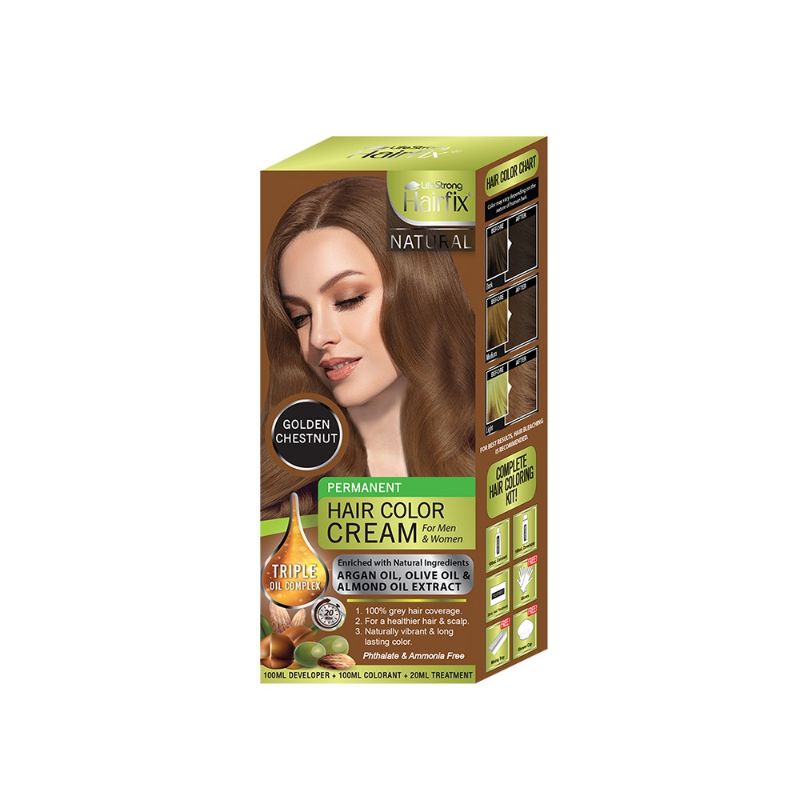 HairFix Natural Hair Color Cream Ash blonde, Ash Brown, Caramel Brown