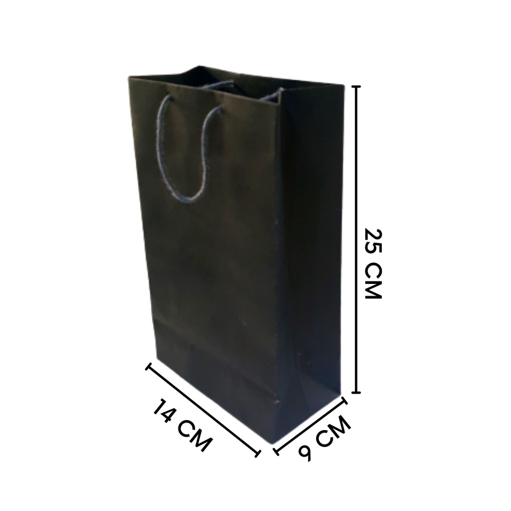 HITAM Black paper bag Size 14x25 Plain paper bag paperbag samson kraft