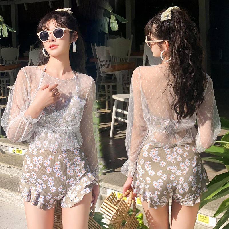 Split hot spring bathing suit with steel bracket push up new flab