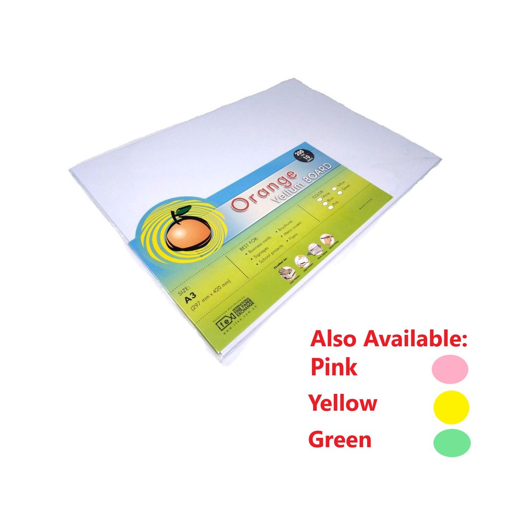 10 Sheets Orange Vellum Board Specialty Board 200gsm size A3 (297mm x