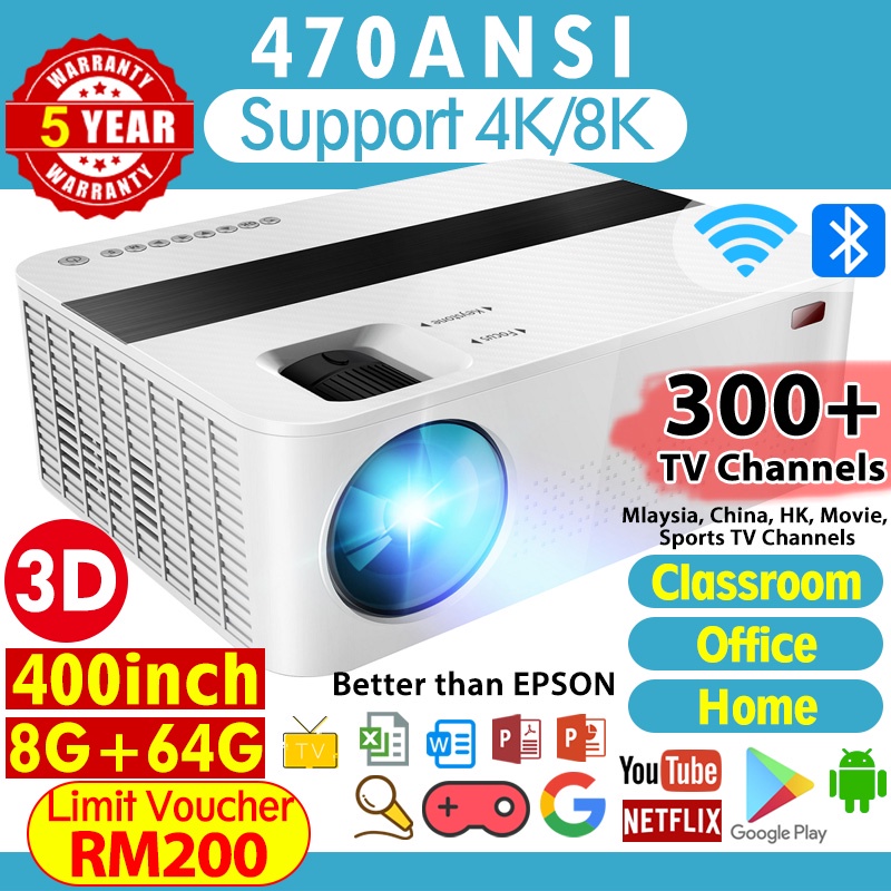 Smart 1920X1080P Full HD 4K 8K 3D projector HDMI LCD for Android mobile