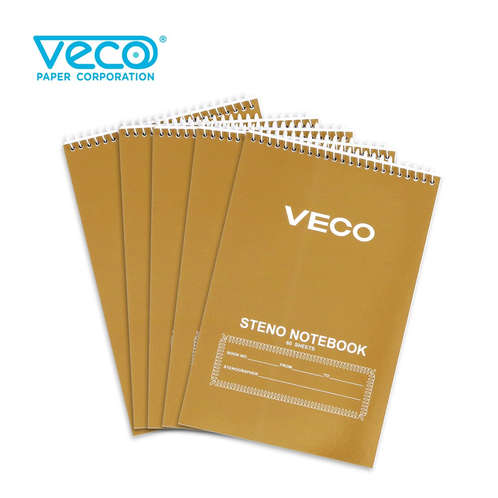 Veco Steno Notebook 60lvs 6x9in 1 color/set of 5 (colors variants Gold