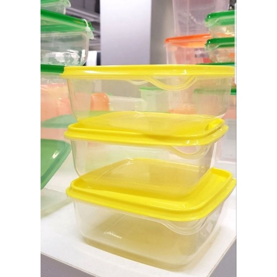 Ikea 3pc Clear/Yellow Plastic Food Storage Container 0.6L Shopee