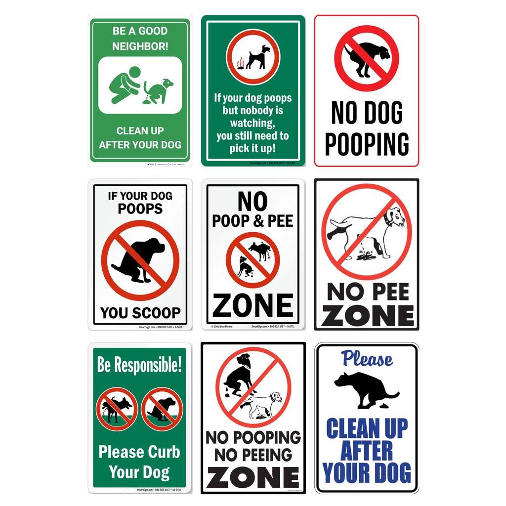Clean Up Dog, No Poop, No Pee, No Peeing, Curb Dog (Laminated Signage