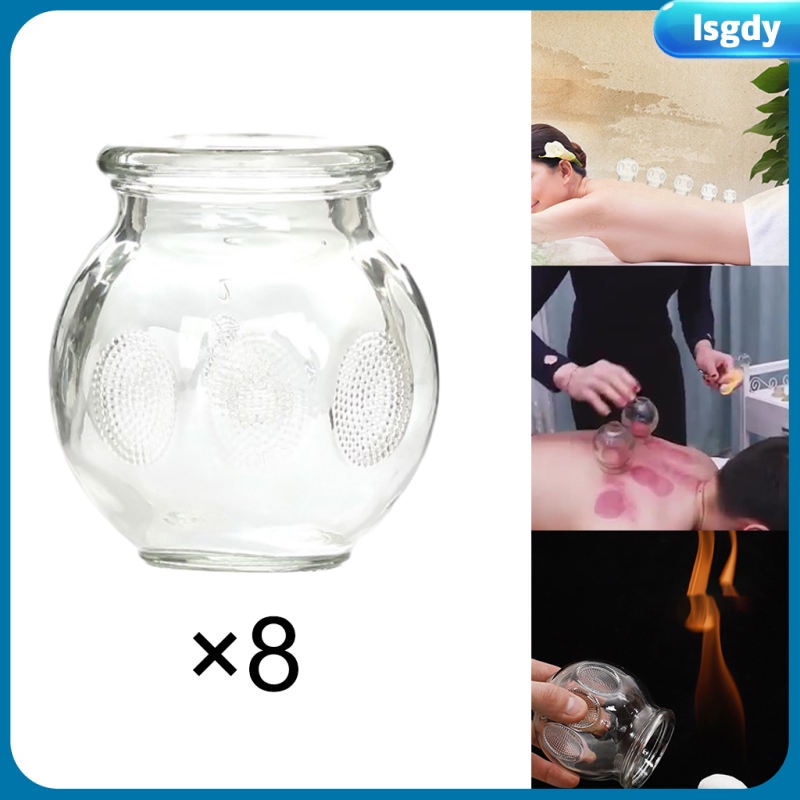 Chinese Acupoint 8PCS Glass Cupping Therapy Set Thick Glass Cupping Set