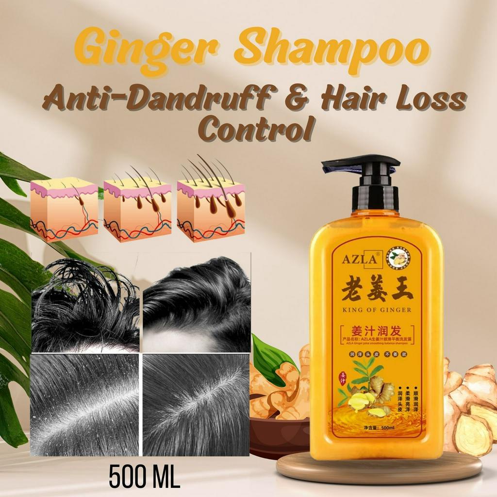 500ml Ginger Shampoo Anti Hair Loss Antidandruff Antiitching Fast Regrowth Hair Shopee
