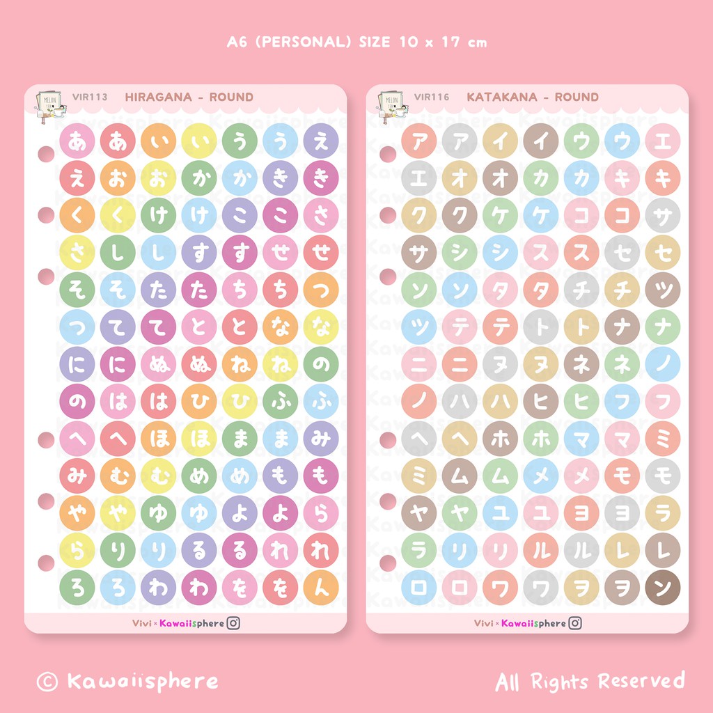 Hiragana Katakana Sticker Planner/a6 6Holes Ring Binder Japanese Letter Stickers Shopee